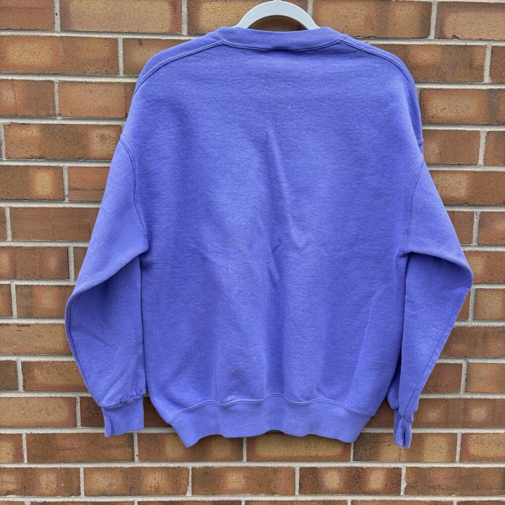 Vintage 90s Jerzees Purple Retro Vail Colorado Mountains Crewneck Sweatshirt - Picture 3 of 8